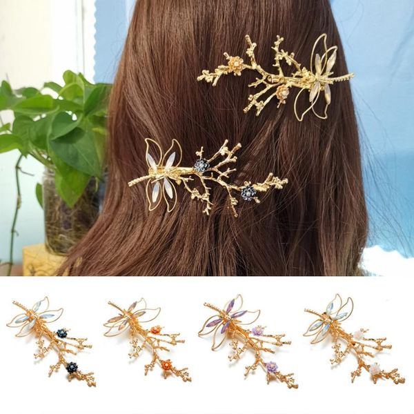 

hair clips & barrettes match-right jewelry rhinestone flower clip/pin/stick/barrette korean wedding hairpin styling accessories sp767, Golden;silver