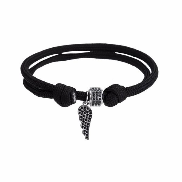 

charm bracelets louleur nautical braided bracelet angel wing for men handmade black rope string cool chain adjustable, Golden;silver