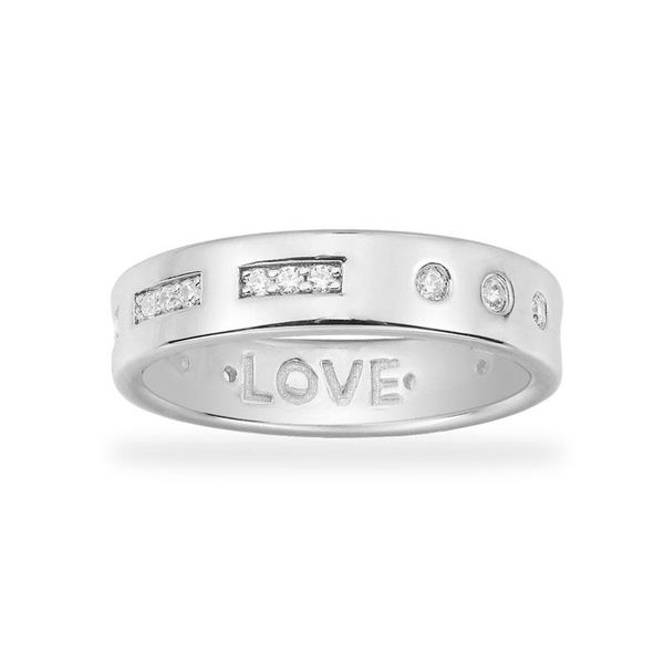 

cluster rings sljely fashion pure 925 sterling silver love morse code couple ring women valentine series jewelry, Golden;silver
