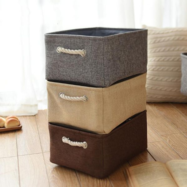 

storage baskets dropship linen basket foldable sundries cosmetics container cotton box deskorganizer