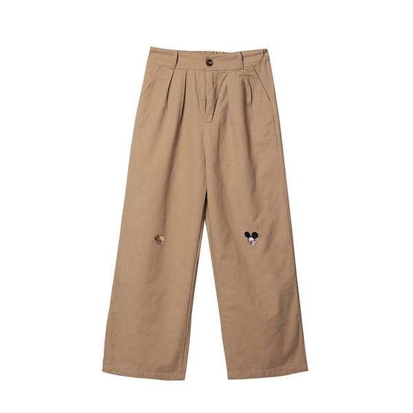 

japanese cute embroidered women pants harajuku casual elastic waist cargo female kawaii loose wide-legged mujer women's & capris, Black;white