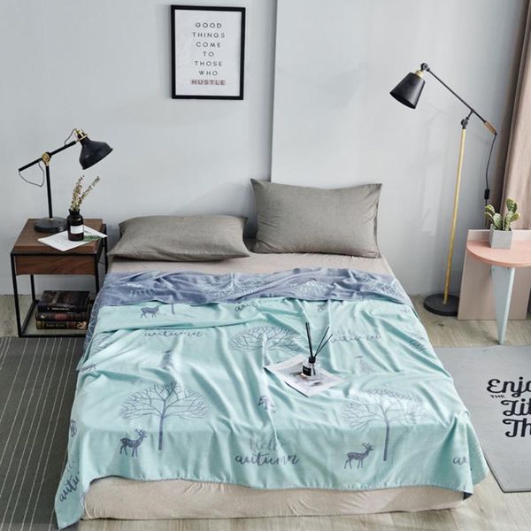 

blankets papa&mima nordic grey reindeer green trees knitted summer quilted thread blanket throws cotton full queen sheets bedspread