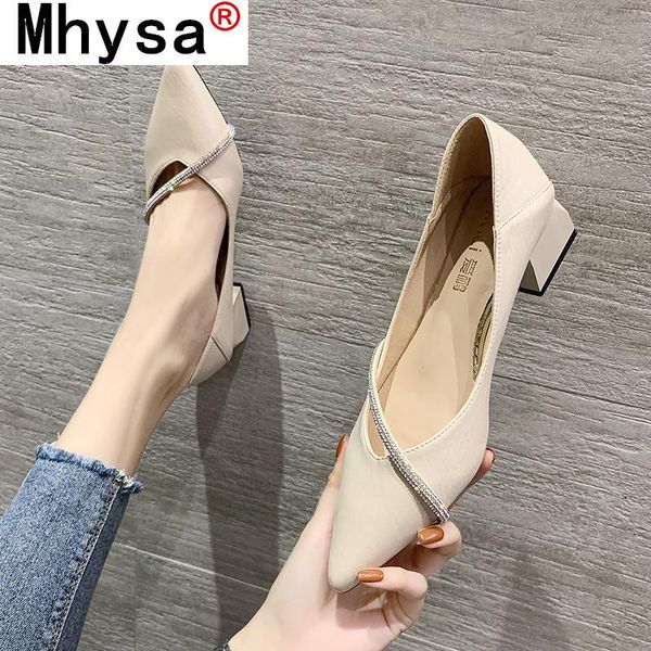 

dress shoes elegant solid color women pumps rhinestone design pointed head prom convenient set foot 2021 office outdoor, Black