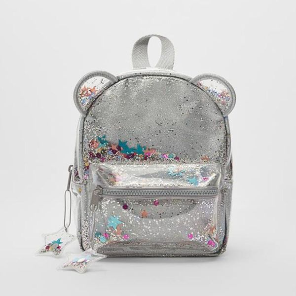 

backpack silver cat ear glitter mini ladies or cute children sequin
