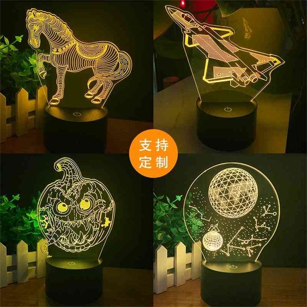 

creative 3d night colorful touch remote control 16 color led desk usb visual lamp gift
