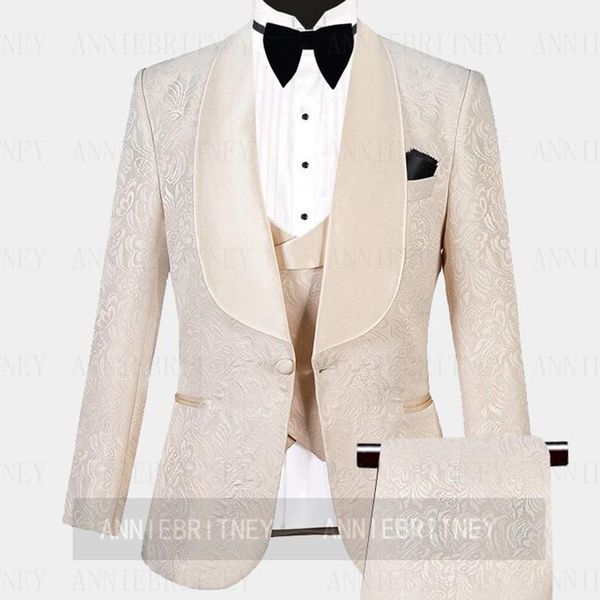

men's suits & blazers custom made champagne prom wedding groom suit set men jacket vest pants 3 pieces tuxedo slim fit formal male marr, White;black