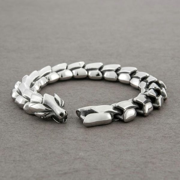 

charm bracelets men personality fashion dragons bone chain bracelet punk trend domineering titanium steel xin-, Golden;silver