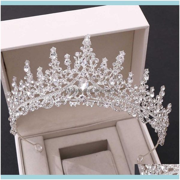 Jewelrykmvexo Barocco Vintage Luxury Royal Queen King Crystal Wedding Crown Nuziale Tiara Corone Diadema Sposa Party Evening Hair Jewelry Drop