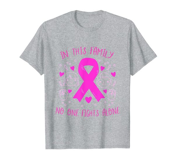 

no one fight alone in family breast cancer awareness cute t-shirt, White;black