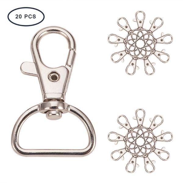 

20Pcs 360 Swivel Trigger Snap Hooks Lobster Claw Clasp D Ring Keychain Findings