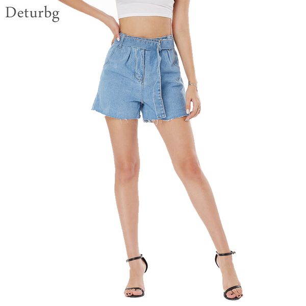 

women's shorts fashion denim with belt female korean casual high waist wide leg jeans short biker femme summer pa119 xy25, White;black