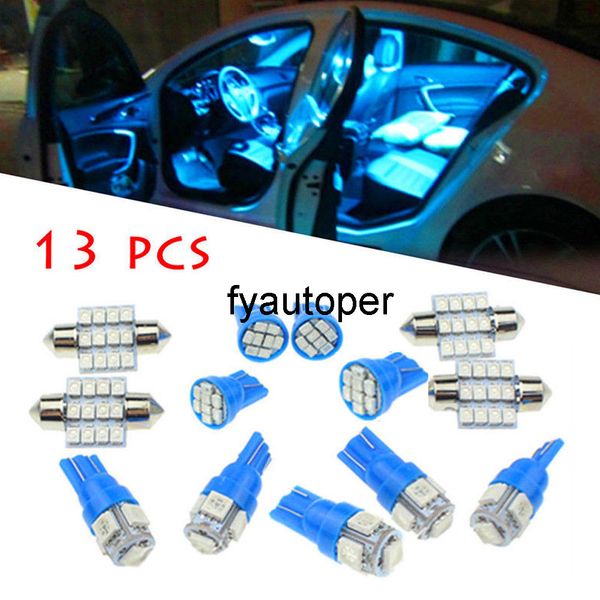 13pcs LED blu Tuning auto parti interne all'interno della cupola della luce mappa porta targa lampadine accessori creativi universali per auto
