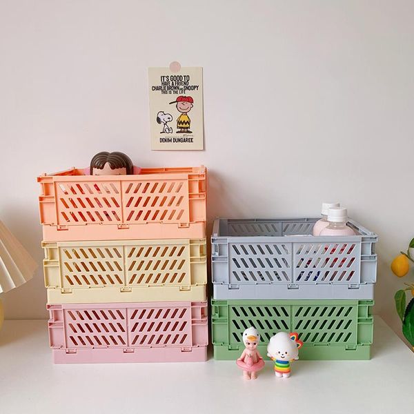 

storage baskets folding box plastic basket cosmetic container desktop