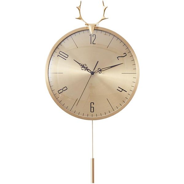 

nordic luxury pendulum wall clock gold living room creative simple minimalist copper retro unique home decorative w6c clocks