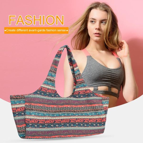 

large capacity yoga bags canvas print outdoor sports exercise fitness gym handbag for working-out comfortable decoration accessories