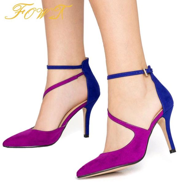 

dress shoes purple blue multicolor suede woman's pumps pointed toe high thin heels party fashion summer ladies large size 11 15 fowt, Black