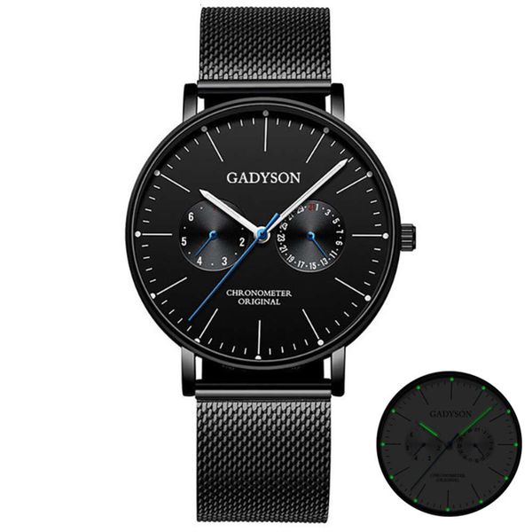 

watch men's luminous double eye bar order fashion simple trend thin alloy steel band boys' quartz, Slivery;brown