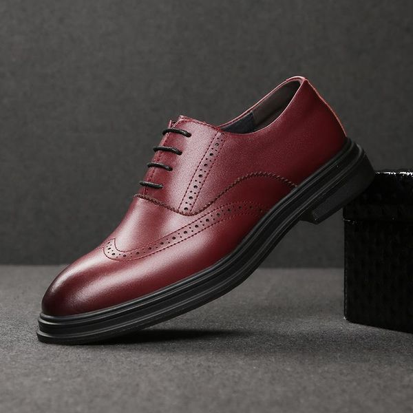 

trend men shoes red black business fashion man brogue plus size formal oxford dress