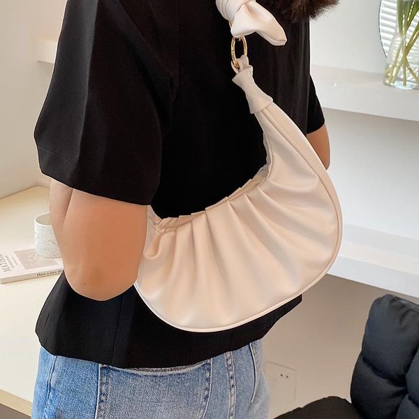 

evening bags small hobo shoulder for women simple chain armpit bag ladies pure color pleated tote handbags white designer crossbody