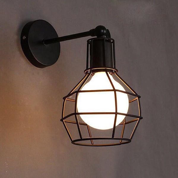 

wall lamps american country industrial wind small iron cage lamp bedroom balcony aisle study