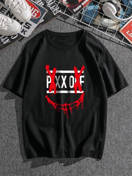 

men letter & expression print tee n3ic#, White;black