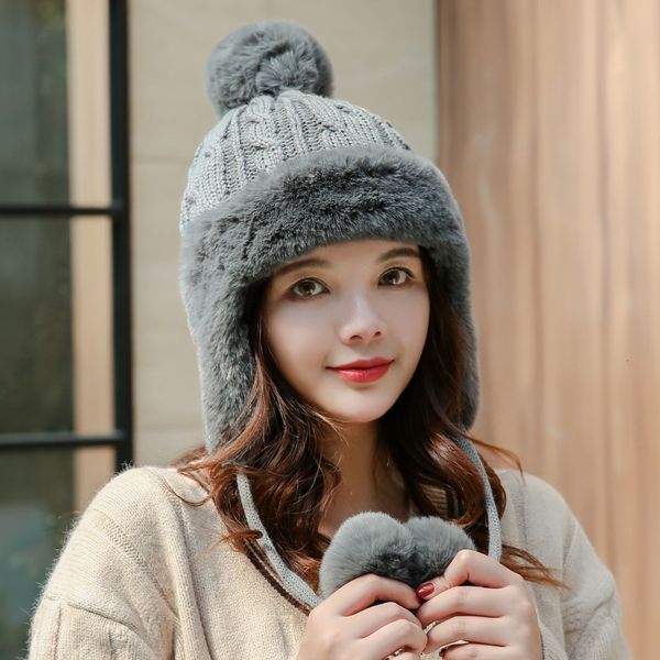 

wide brim hats winter knitted hats pompom for women pompom warm caps fashion skullies beanies casual female hat jd2f, Blue;gray