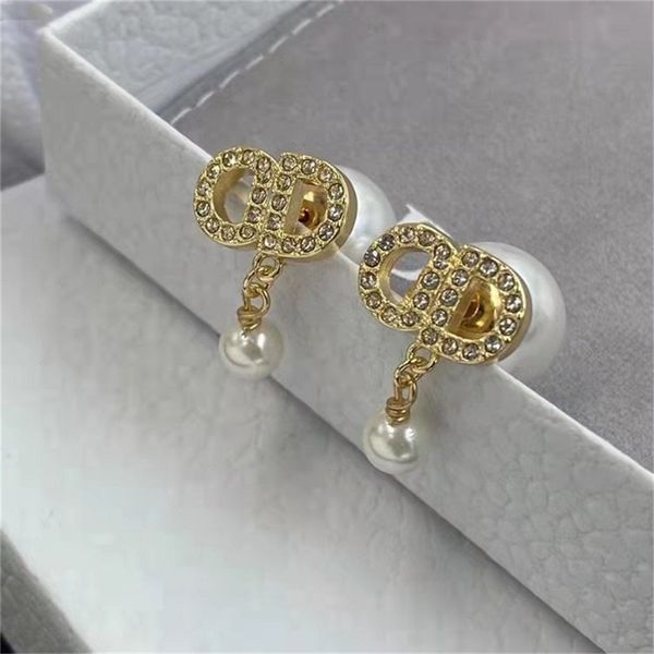 

87% off wholesale shop diamond pearl earrings brass earrings silver needles, Golden