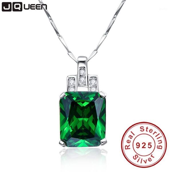 

chains emerald necklace jewelry 6.95ct pendant vintage silver 925 sterling chain accessories friend1