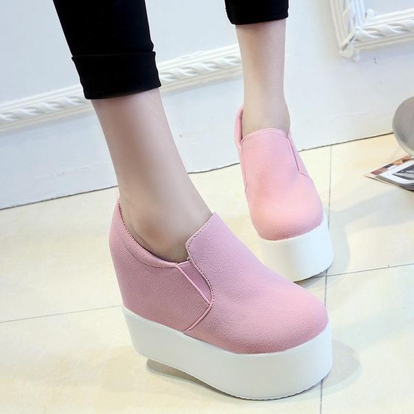 

dress shoes platform women height increasing canvas wedges heels sneakers casual, Black