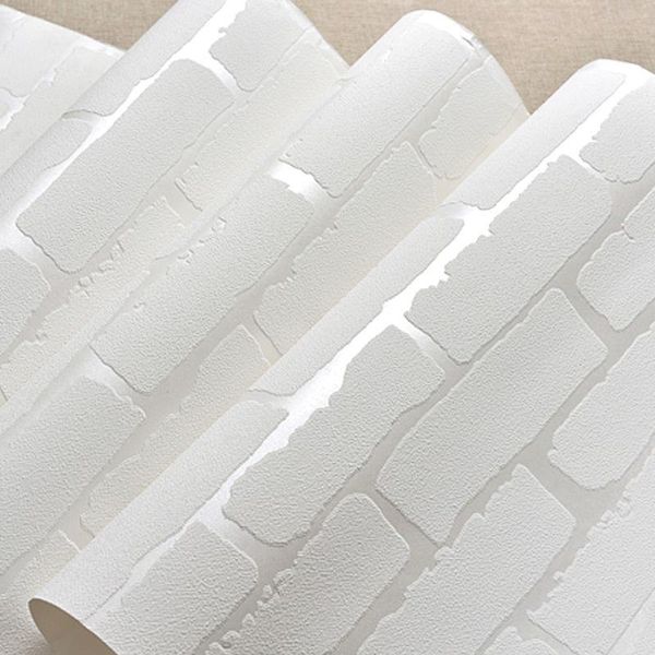 

wallpapers self-adhesive white brick pattern wallpaper non-woven dormitory stickers 3d wall tv home improvement