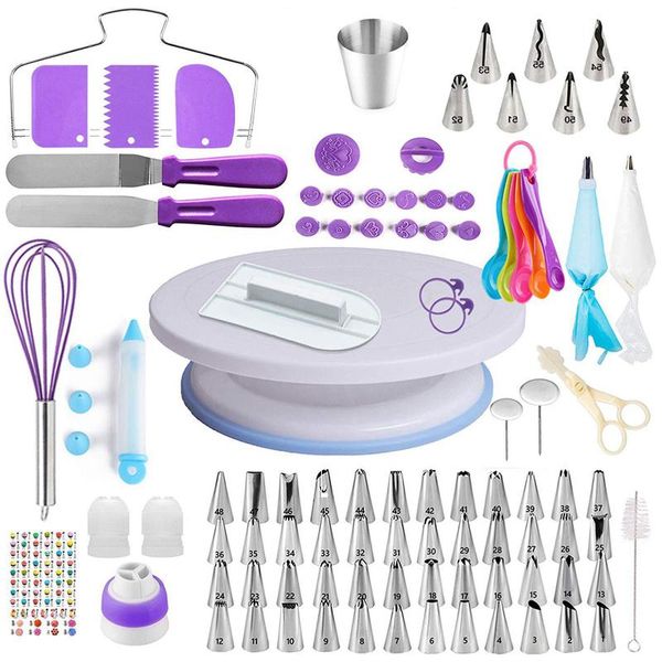 

pcs/set cake turntable decorating tools kit rotary table baking tool piping nozzle bag set supplies sets & pastry