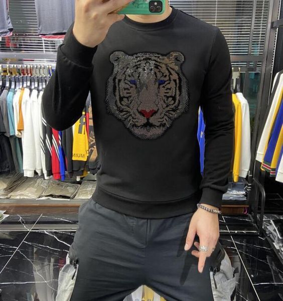 

men's hoodies & sweatshirts 2021 miss design man winter sweatershirt male drill breathable strass hoodies, Black