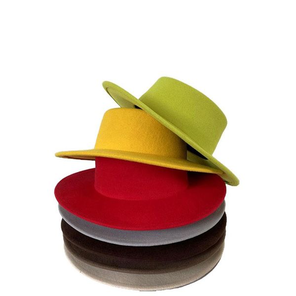 

stingy brim hats multicolor concave shape woolen hat women felt holiday travel streetwear casual winter autumn spring fedora female cap, Blue;gray