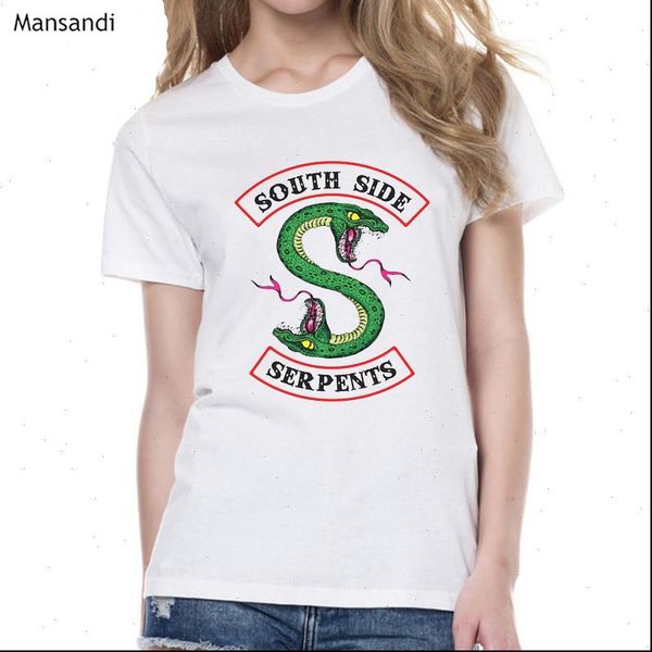 

women riverdale t shirt summer harajuku streetwear female southside serpents jughead tshirt femme, White