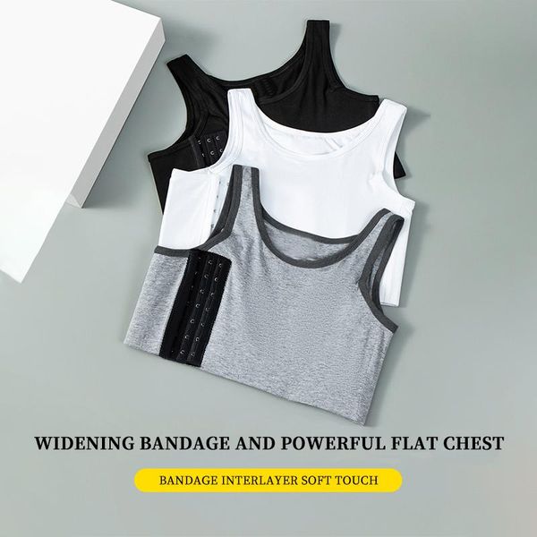 

women's shapers corset tomboy flat breast binder summer lesbian plus size underwear bustier shaper tank les handsome t short vest, Black;white