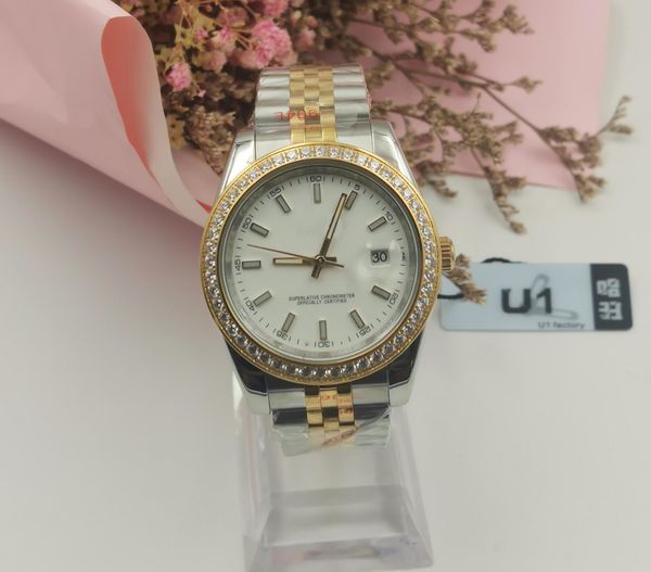 

hight quality 36/41mm automatic mechanical mens watches bezel stainless steel women diamond lady watch waterproof luminous wristwatches with, Slivery;brown