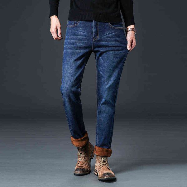 

men's jeans personalized washing versatile elastic jeans straight slim autumn men's casual pants fashion brand, Blue