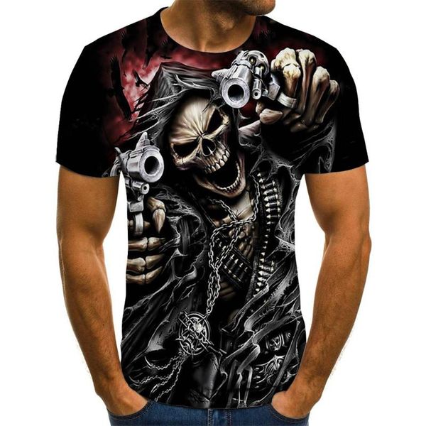 

men's t-shirts skull reaper t-shirt horror 3dt-shirts summer fashion o-neck shirt boy clothing large size street, White;black