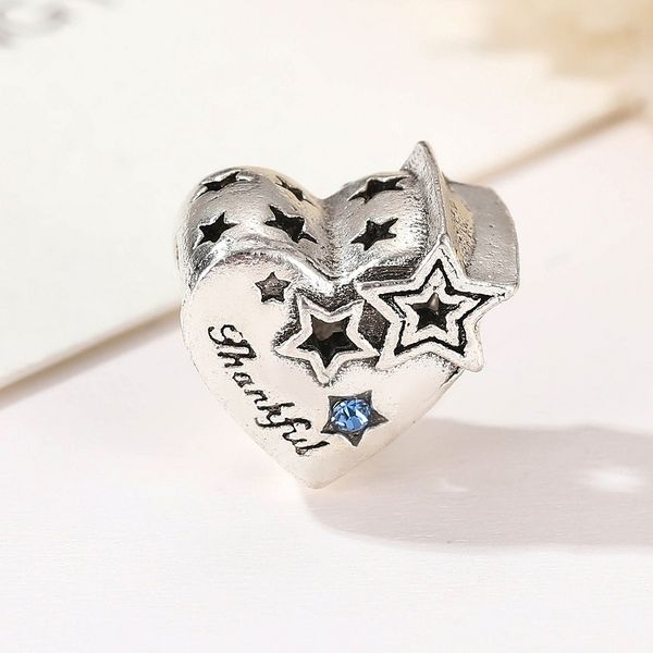 Passend für Pandora-Charm-Armbänder, europäischer Silber-Charm, dankbare Weisheit, Kristall-Stern, DIY-Schlangenkette für Frauen, Armreif, Halskette, Schmuck