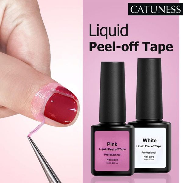 

peel off edge clean pink white liquid nail art gel polish remove base coat tape manicure lacquer1, Red;pink