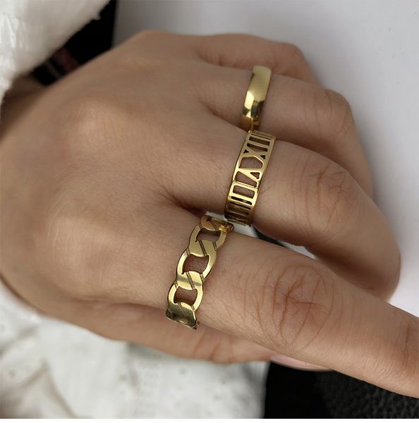 

foreign trade europe and america retro bohemian smart rings style titanium 3 pieces stainless steel set finger ring
