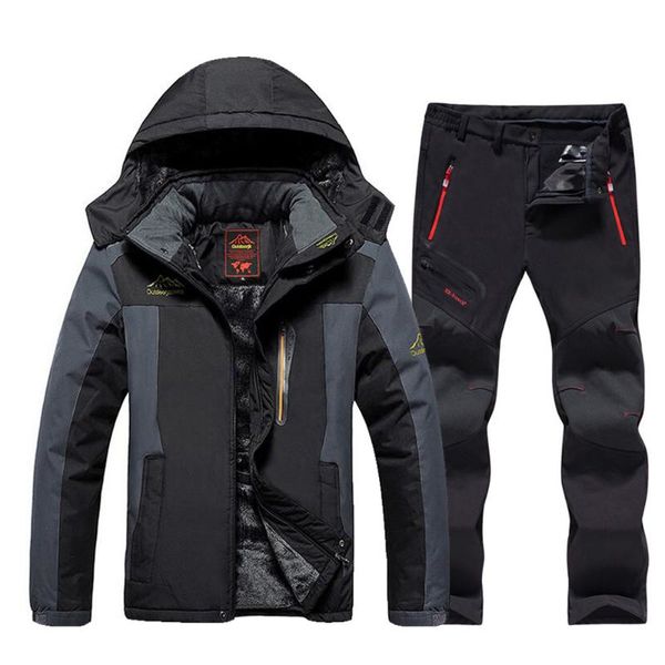 Jaquetas de esqui 2021 marcas de terno de esqui masculina à prova de vento à prova d'água engrossar casaco de neve quente inverno e snowboard jacket calças conjunto