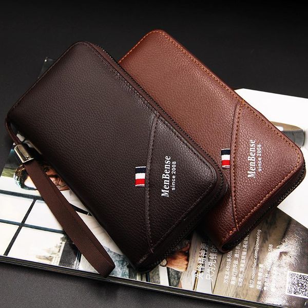 

wallets brand men's long mobile phone bags wallet men business zipper small handbag man cardholder, Red;black