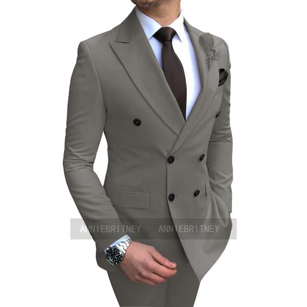 

men's suits & blazers custom made men suit 2 pieces slim fit casual business groomsmen grey ivory tuxedo for wedding prom party blazer, White;black