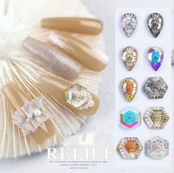 

10pcs/lot nail decoration embossed shining special-shaped diamond rhinestones for tips beauty art decorations, Silver;gold