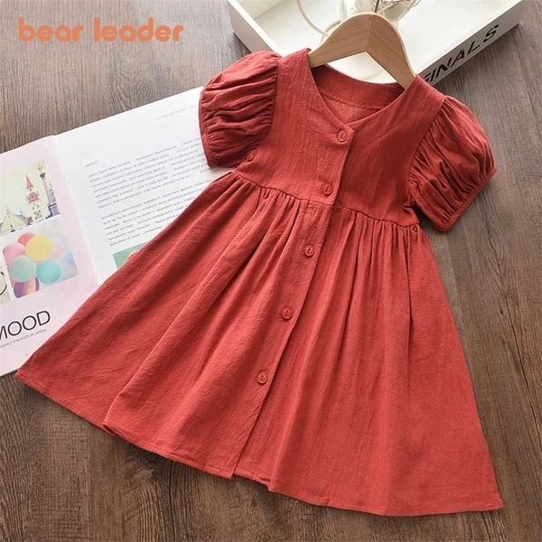 

bear leader girl casual dress fashion princess dresses girls sweet costumes cute outfits baby girls vestidos for 3 7y 211027, Red;yellow