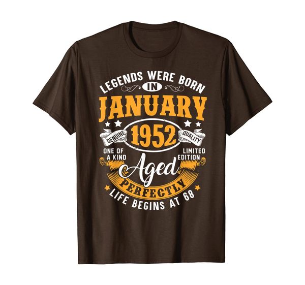

vintage 68th birthday january 1952 shirt 68 years old gift t-shirt, White;black