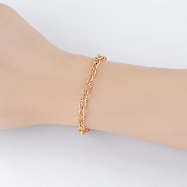 

charm bracelets hip hop style stainless steel poised armband gold 6*9mm chains as woman gift, Golden;silver