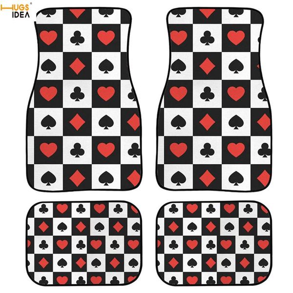 

carpets 4pcs suv front floor rugs poker cards print car mat auto interior decor covered carpet
