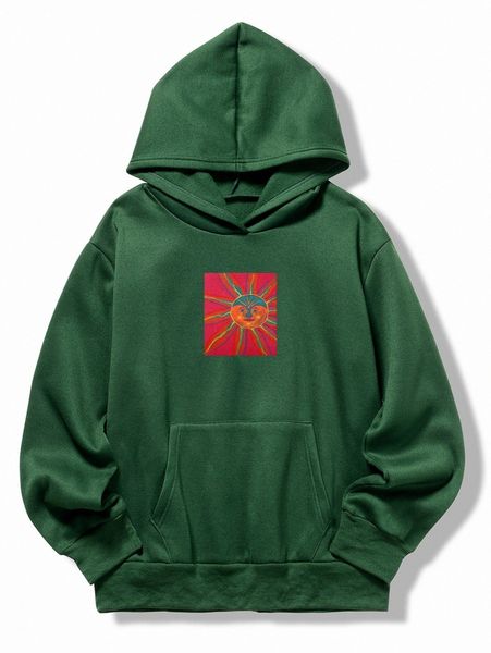 

sun print thermal lined hoodie v8cm#, White;black
